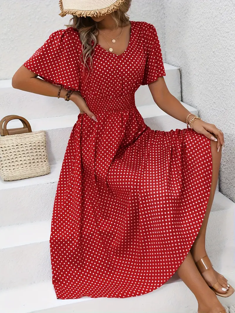 MW | Bedrucktes Casual-Kleid mit kurzen Ärmeln