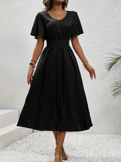 MW | Bedrucktes Casual-Kleid mit kurzen Ärmeln
