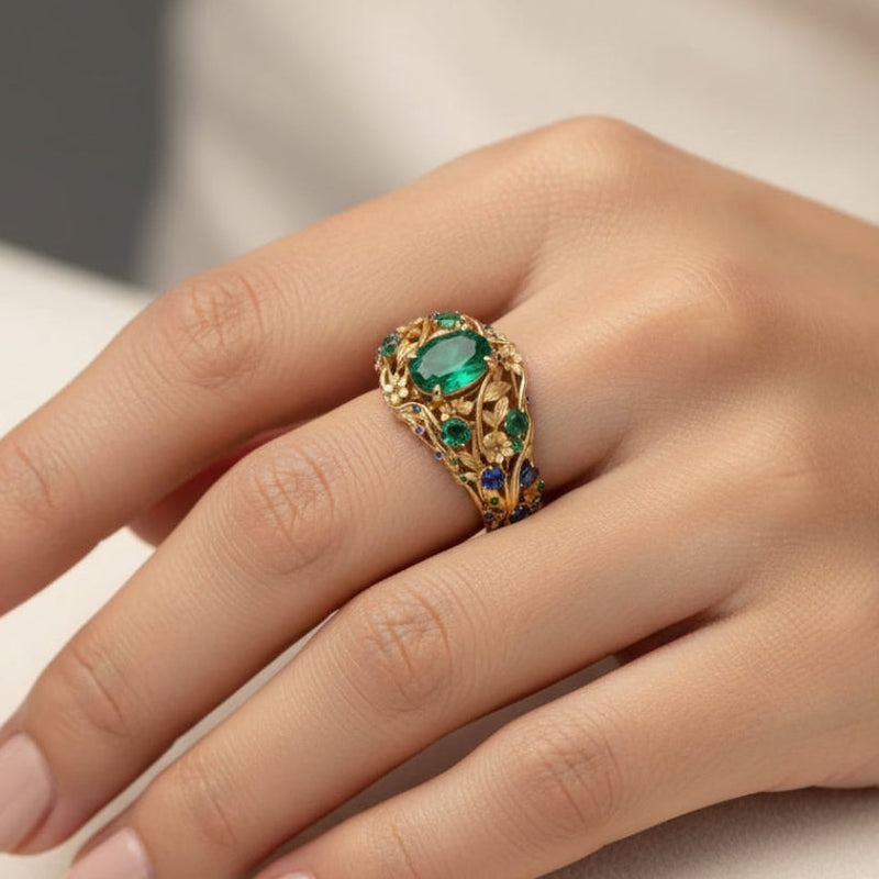 Zarte handwerkliche Gold Ring