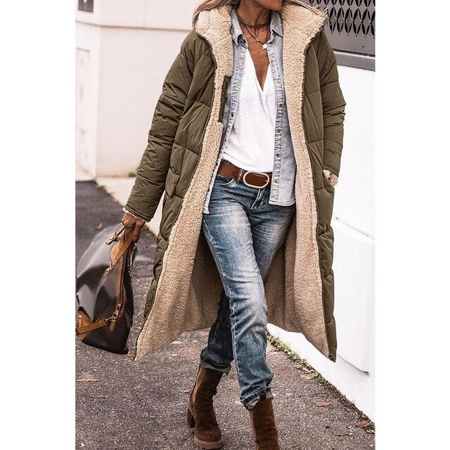 MW | Reversible lange Sherpa Jacke