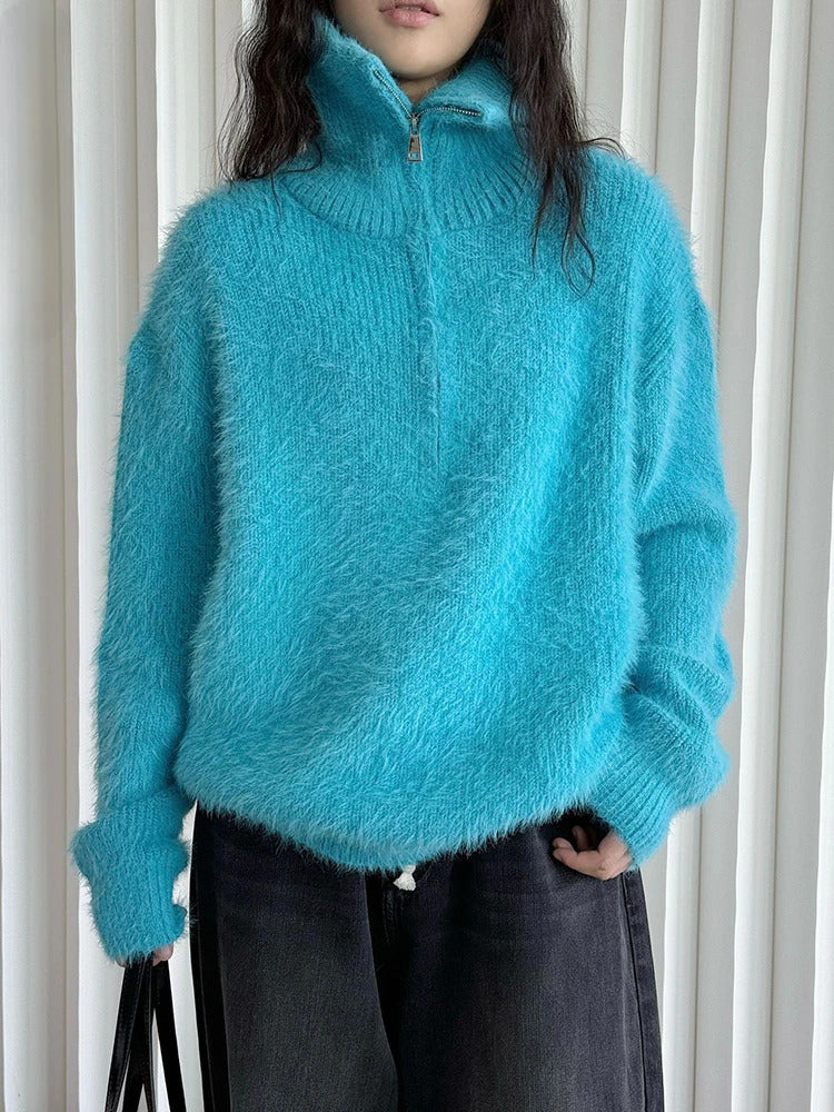 MW | Flauschiger Pullover mit Reißverschluss