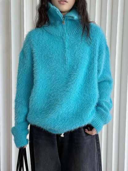 MW | Flauschiger Pullover mit Reißverschluss