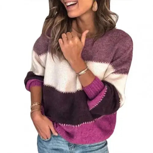 MW | Gestreifter Farbblock-Pullover