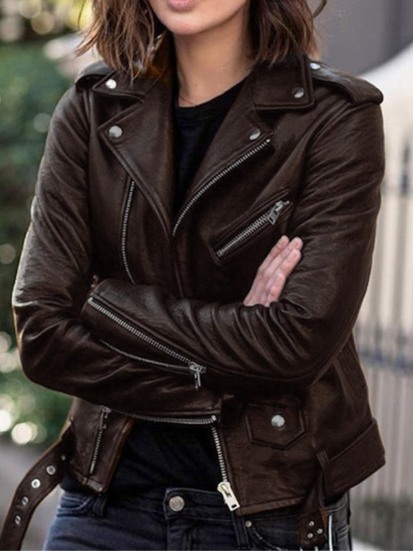 MW | Perfecto Jacken aus Lederimitat mit Reißverschluss, elegante Damenjacken