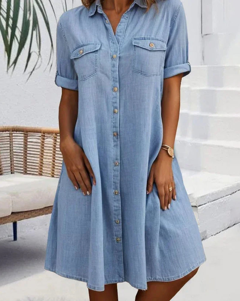 MW | Midikleid mit kurzen Ärmeln und Knopfverschluss