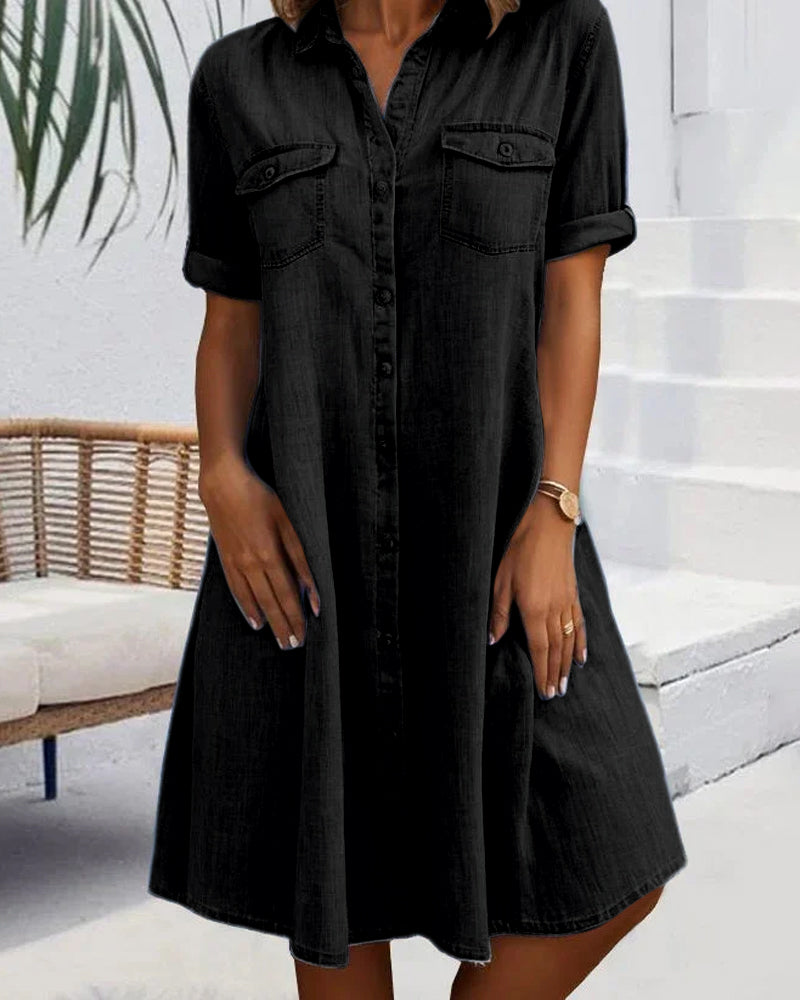 MW | Midikleid mit kurzen Ärmeln und Knopfverschluss
