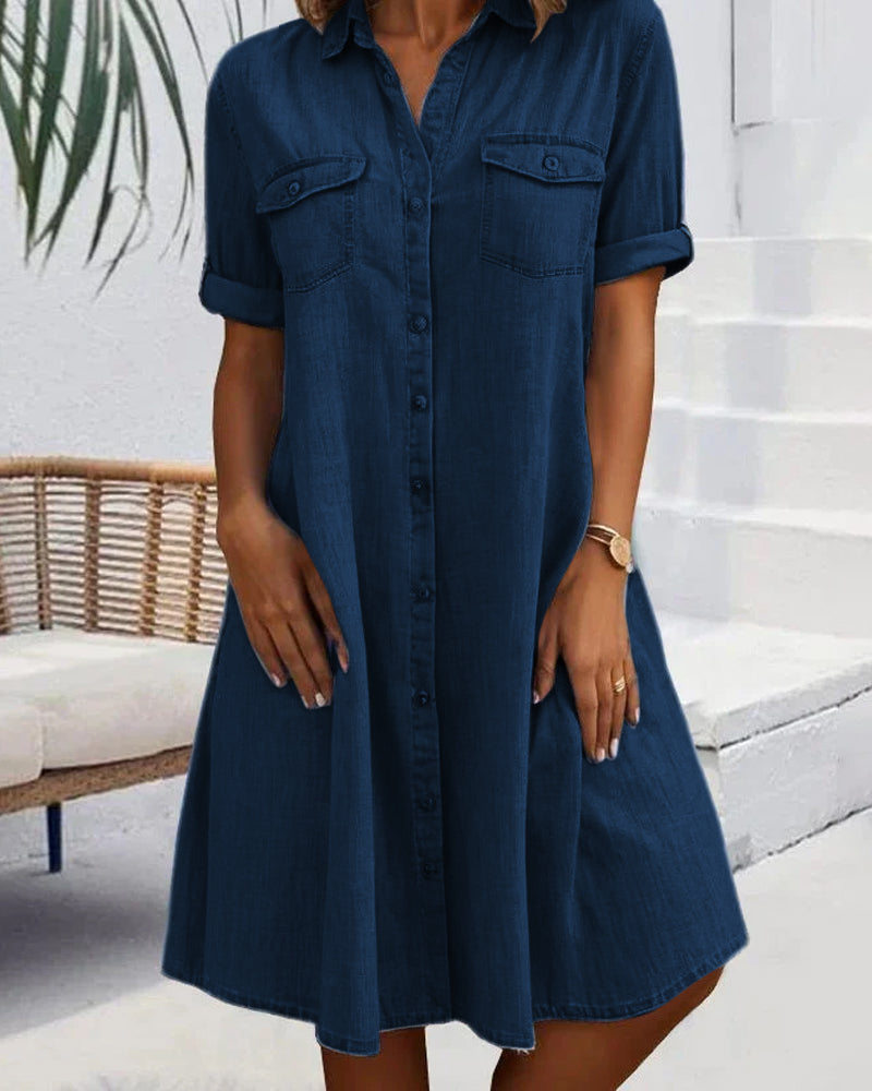 MW | Midikleid mit kurzen Ärmeln und Knopfverschluss