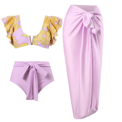 Daniela® | Bikini Set With Voluminous Ruffle Straps and High-cut Pants