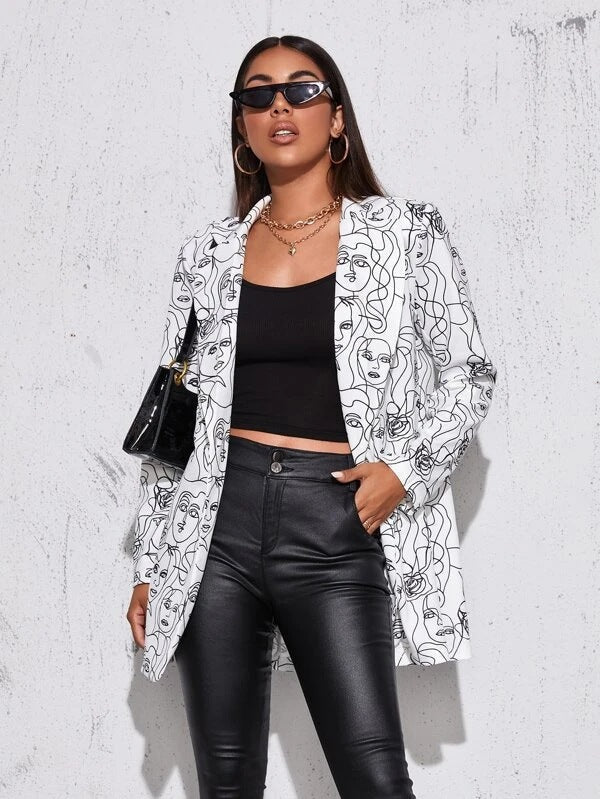 MW | Blazer mit künstlerischem Druck für Frauen