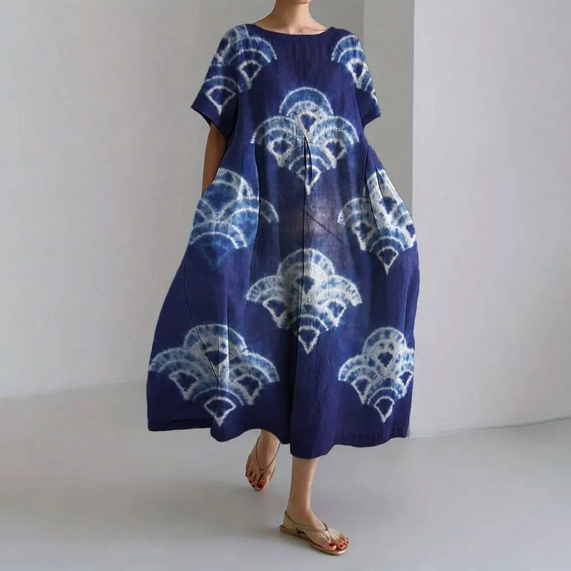 MW | Plus-Size Loose Fit Sommerkleid mit Tasche & O-Ausschnitt Elegantes Sommer Maxikleid
