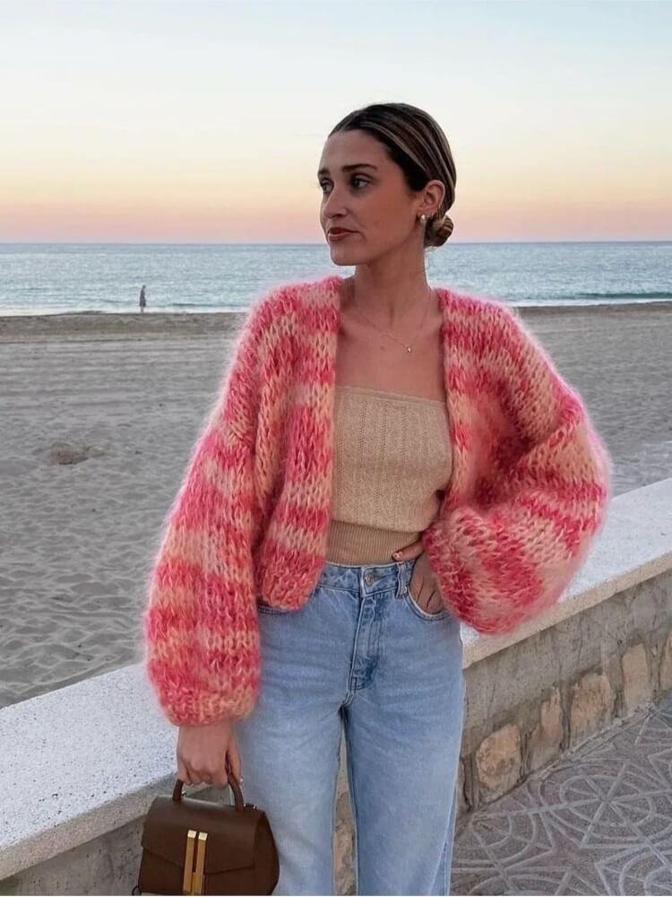 MW | Gestreifter offener Pullover