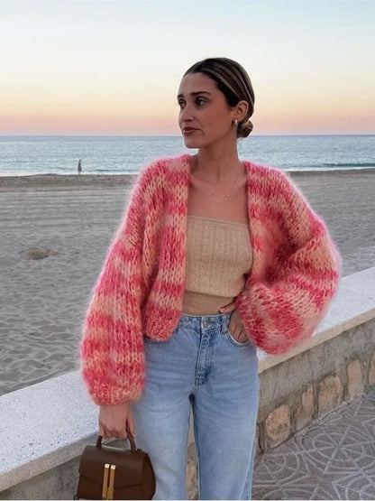 MW | Gestreifter offener Pullover