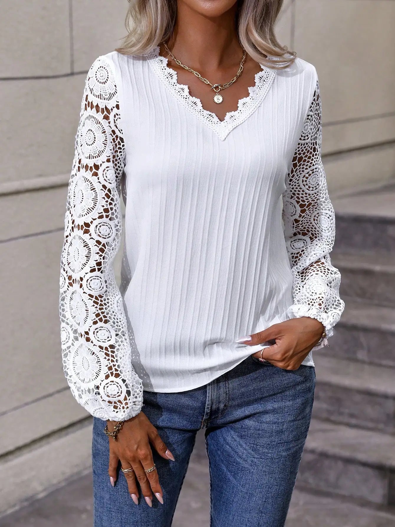 MW | Laternenärmel Hollow-Out Top