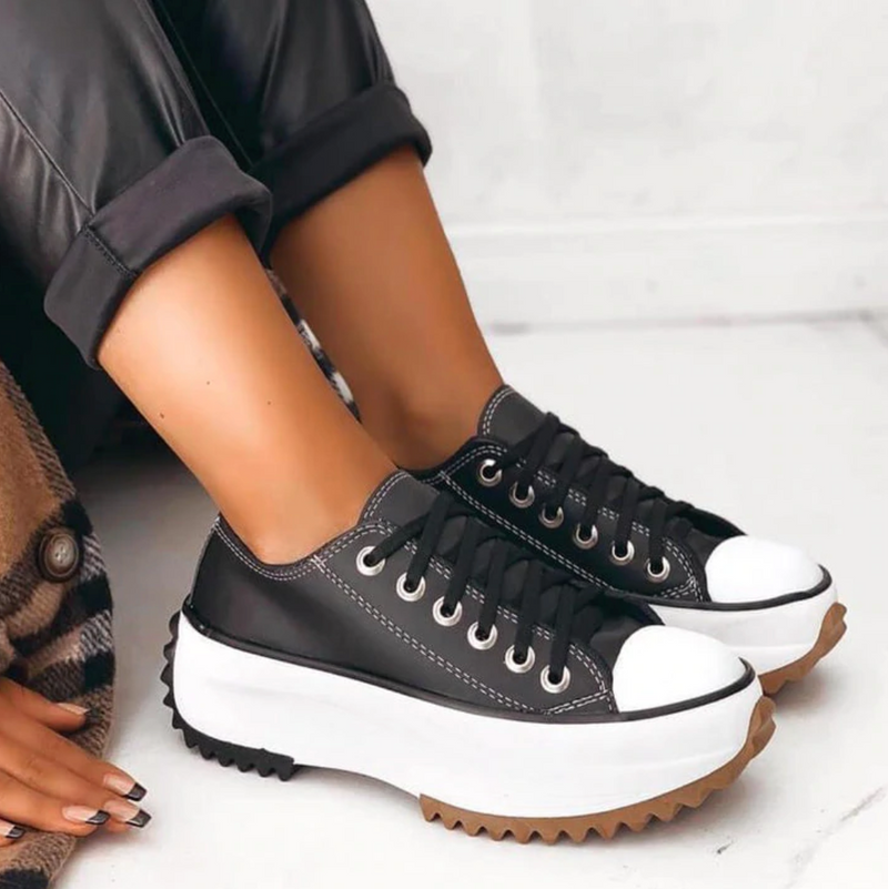 MW | Leder Plateau Schnürsneaker