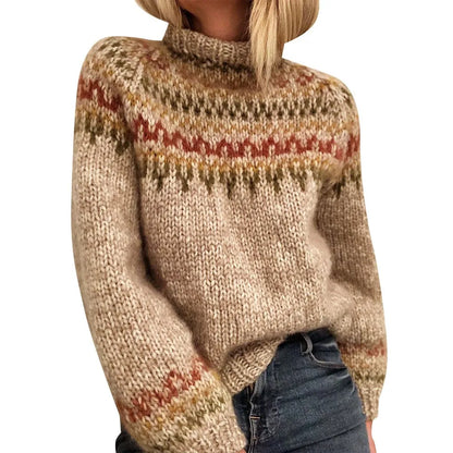 Baumwollpullover mit gemischtem neutralem Fair-Isle-Muster