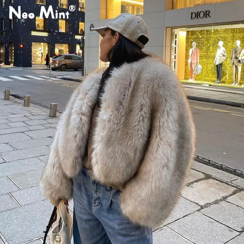 MW | Kunstpelz kurzer Damenmantel