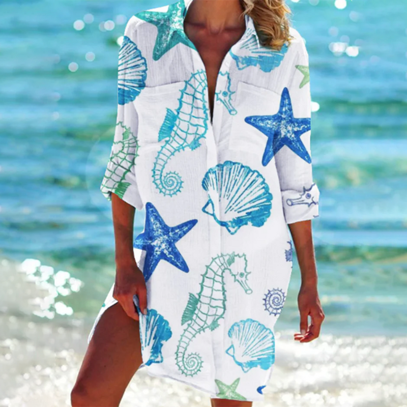 MW | Buntes Button-Up midi kleid