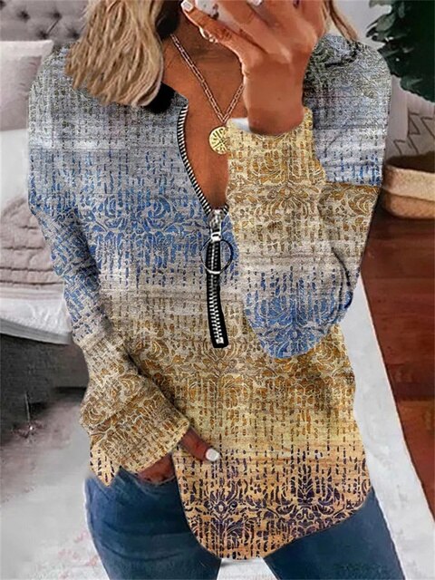 MW | Pullover mit Blumenmuster im Vintage-Look