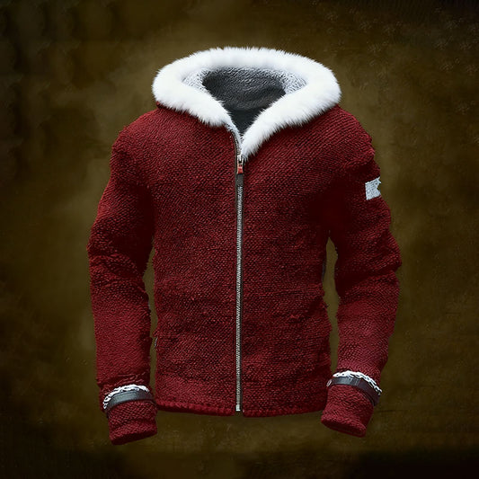 Men's Christmas Holiday Party Classic Fur Collar Hoodie artswardrobe