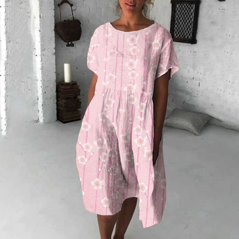 Comstylish Vintage Cherry Blossom Japanese Flowy Midi Dress