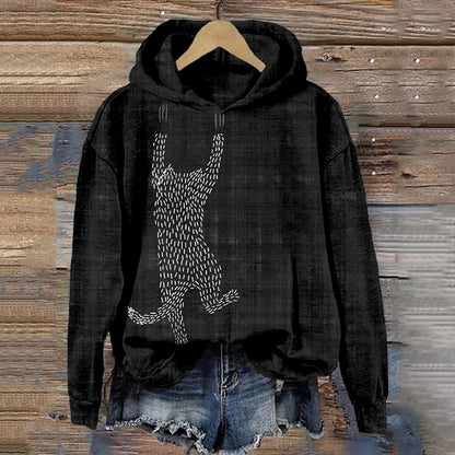 Comstylish Cute Sashiko Cat Japanese Art Comfy Hoodie