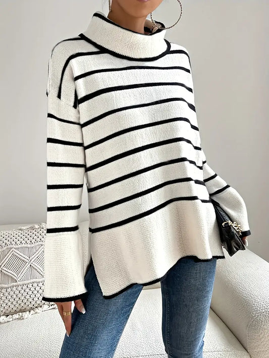 MW | Gestreifter Rollkragenpullover