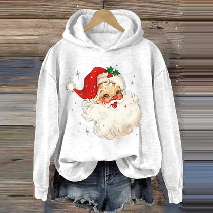 Comstylish Women's Santa Print Casual Crew Neck Sweatshirt