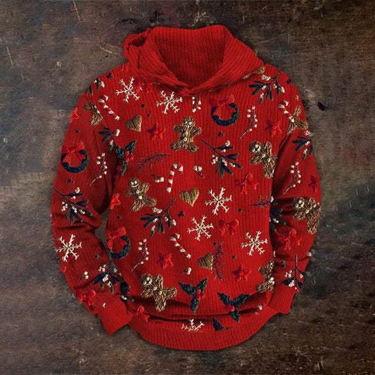 Men's Autumn And Winter Christmas Holiday Party Knitted Hoodie artswardrobe