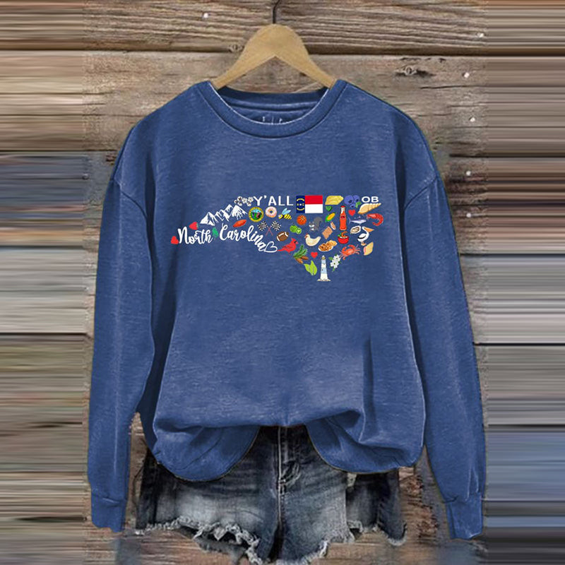 Comstylish Women's North Carolina Print Sweatshirt