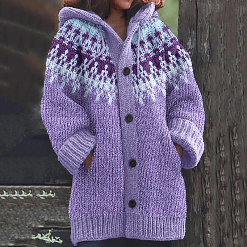 Vintage Tribal Icelandic Knitted Pattern Cozy Cardigan Sweater elevenforest
