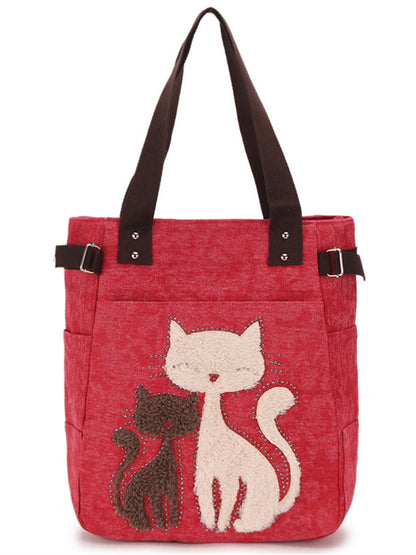 Fuzzy Cats Rhinestone Utility Shoulder Bag elevenforest