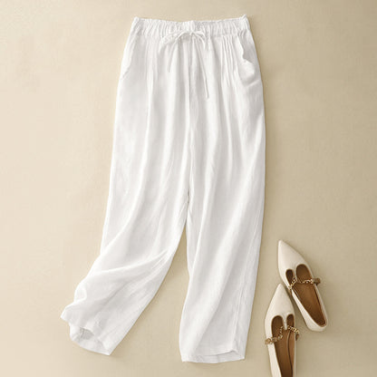 Women's Simple Solid Color Linen Blend Pants artswardrobe
