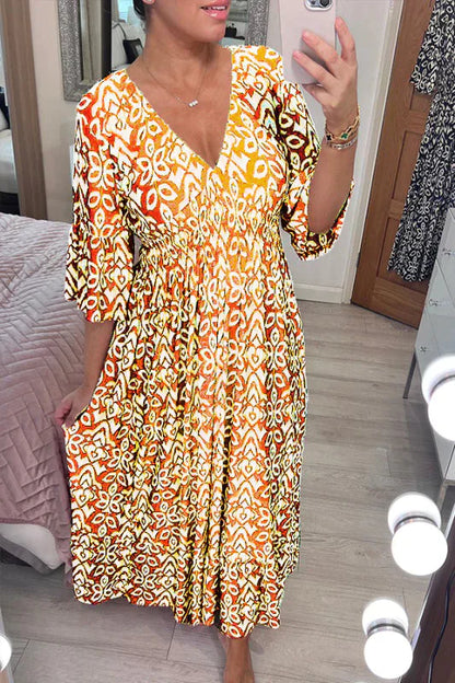 MW | Lässiges geblümtes Kleid mit V-Ausschnitt