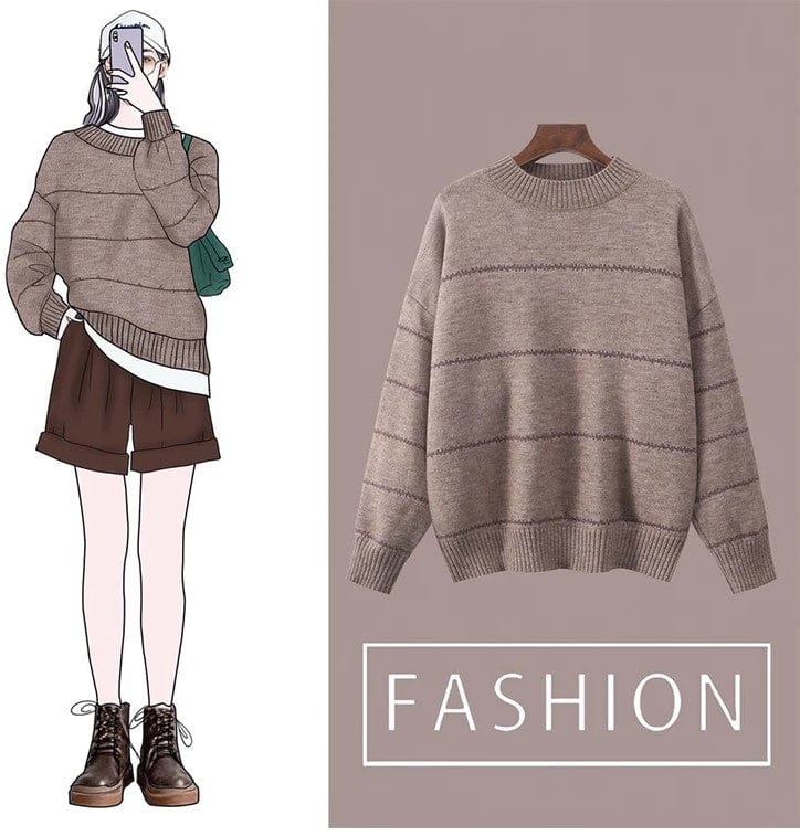 MW | Gestreifter gestrickter niedlicher Pullover