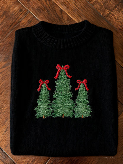 Comstylish Women's Christmas Art Print Casual Sweater