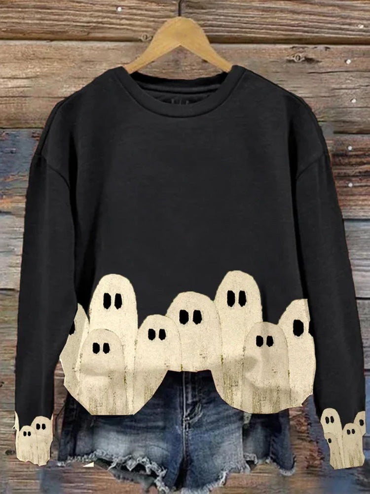 Comstylish Women's Halloween Ghost Print Sweatshirt