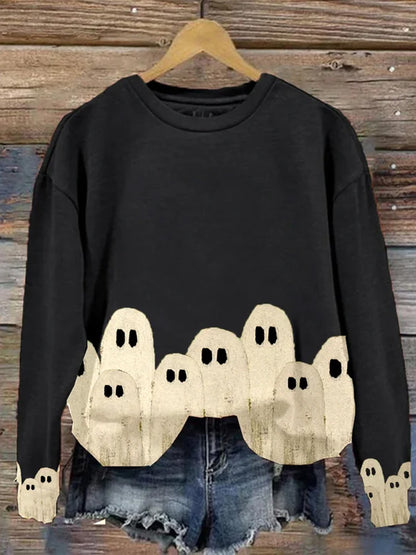 Comstylish Women's Halloween Ghost Print Sweatshirt