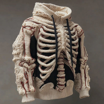 Vintage Halloween Anatomy Art Knit Hooded Sweater artswardrobe