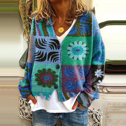 KS | Bedruckte Strickjacke mit Knopfleiste