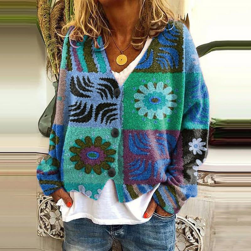KS | Bedruckte Strickjacke mit Knopfleiste