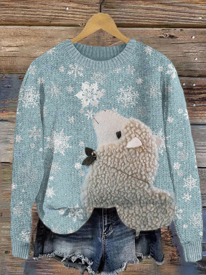 Sheep Fleece Snowflakes Cozy Knit Sweater artswardrobe