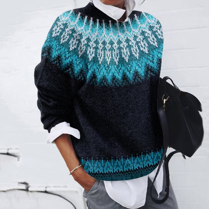 Vintage Tribal Icelandic Knit Contrast Pattern Sweater elevenforest