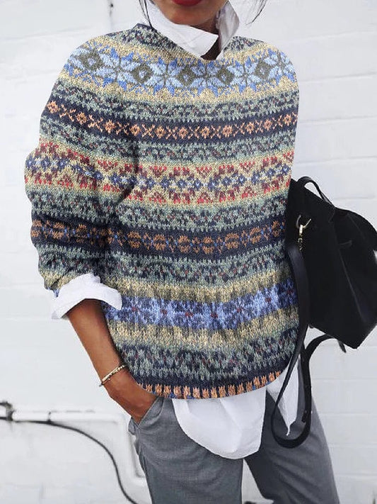 MW | Geometrisch gemusterter Pullover im Vintage-Stil