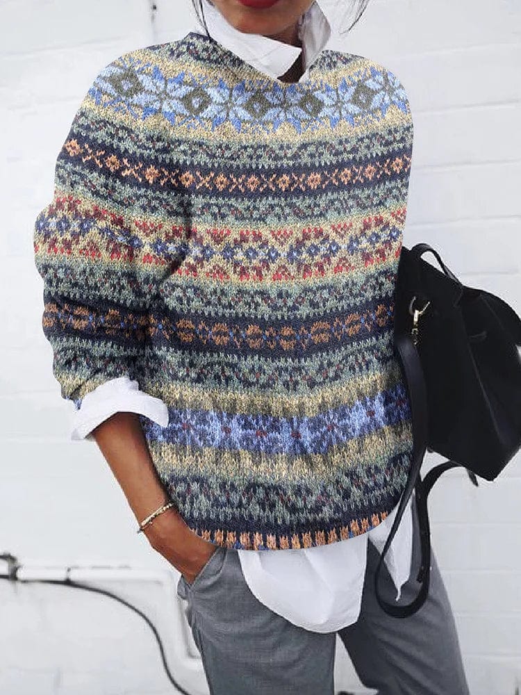 MW | Geometrisch gemusterter Pullover im Vintage-Stil