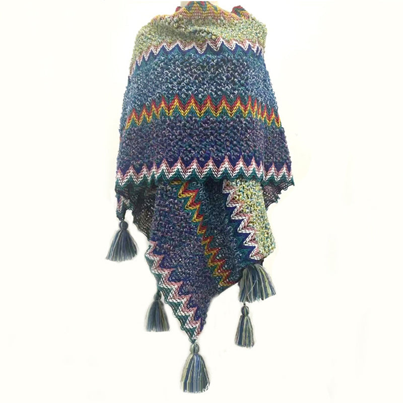 Vintage Ethnic Gradient Striped Shawl elevenforest