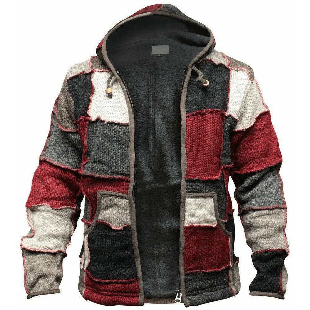Fairman Island Colorblock Warmth Jacquard Retro Zipper Sweater Cardigan artswardrobe