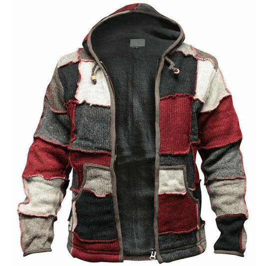 Fairman Island Colorblock Warmth Jacquard Retro Zipper Sweater Cardigan artswardrobe