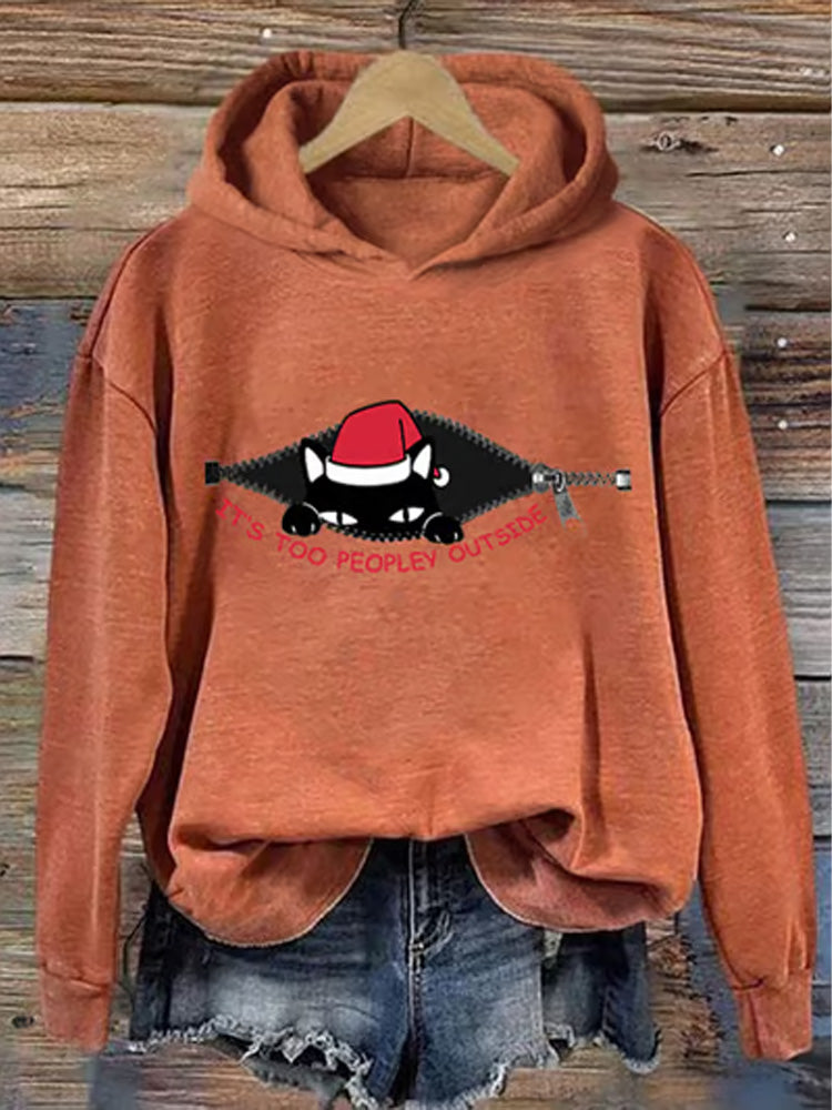 Women's It's Too Peopley Outside Hooded Sweatshirt artswardrobe