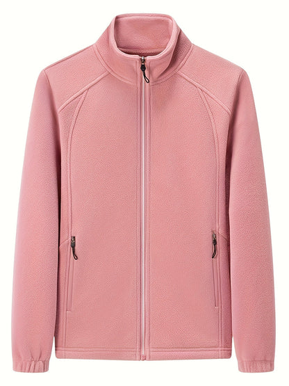 MW | Plüsch Damen Outdoorjacke mit Stehkragen und langen Ärmeln