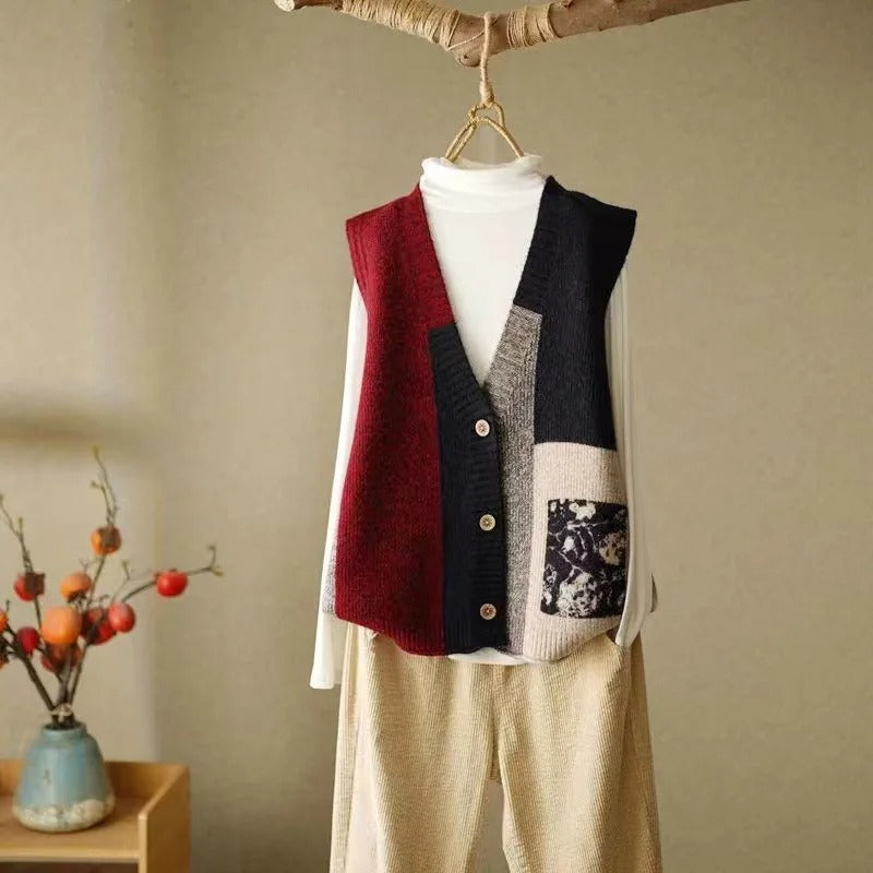 MW | Strickweste im Colorblock-Desig